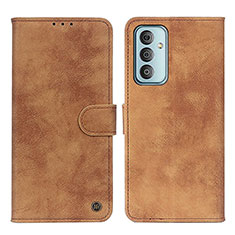 Leather Case Stands Flip Cover Holder N03P for Samsung Galaxy M23 5G Brown