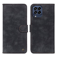 Leather Case Stands Flip Cover Holder N03P for Samsung Galaxy M53 5G Black