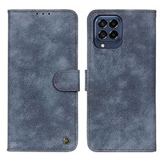 Leather Case Stands Flip Cover Holder N03P for Samsung Galaxy M53 5G Blue