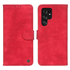 Leather Case Stands Flip Cover Holder N03P for Samsung Galaxy S21 Ultra 5G Red