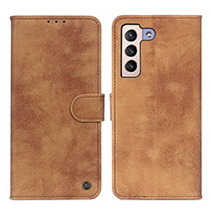 Leather Case Stands Flip Cover Holder N03P for Samsung Galaxy S22 5G Brown