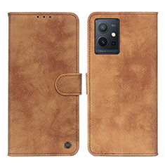 Leather Case Stands Flip Cover Holder N03P for Vivo iQOO Z6 5G Brown