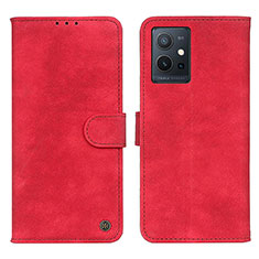 Leather Case Stands Flip Cover Holder N03P for Vivo iQOO Z6 5G Red