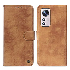 Leather Case Stands Flip Cover Holder N03P for Xiaomi Mi 12 Lite 5G Brown