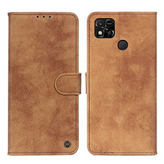 Leather Case Stands Flip Cover Holder N03P for Xiaomi Redmi 10A 4G Brown