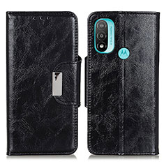 Leather Case Stands Flip Cover Holder N04P for Motorola Moto E20 Black