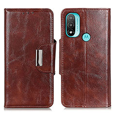 Leather Case Stands Flip Cover Holder N04P for Motorola Moto E30 Brown