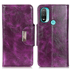 Leather Case Stands Flip Cover Holder N04P for Motorola Moto E30 Purple