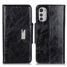 Leather Case Stands Flip Cover Holder N04P for Motorola Moto E32 Black