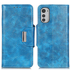 Leather Case Stands Flip Cover Holder N04P for Motorola Moto E32 Sky Blue