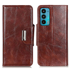 Leather Case Stands Flip Cover Holder N04P for Motorola Moto Edge 20 5G Brown