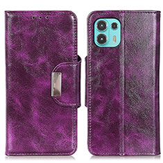 Leather Case Stands Flip Cover Holder N04P for Motorola Moto Edge 20 Lite 5G Purple
