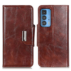 Leather Case Stands Flip Cover Holder N04P for Motorola Moto Edge 20 Pro 5G Brown