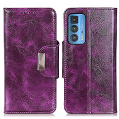 Leather Case Stands Flip Cover Holder N04P for Motorola Moto Edge 20 Pro 5G Purple