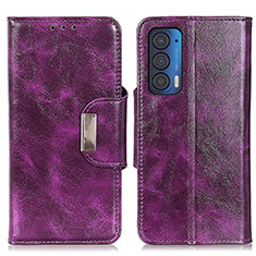 Leather Case Stands Flip Cover Holder N04P for Motorola Moto Edge (2021) 5G Purple
