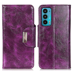 Leather Case Stands Flip Cover Holder N04P for Motorola Moto Edge Lite 5G Purple