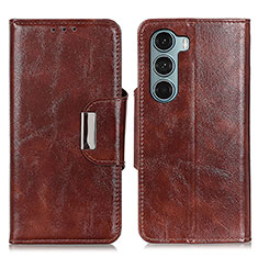 Leather Case Stands Flip Cover Holder N04P for Motorola Moto Edge S30 5G Brown