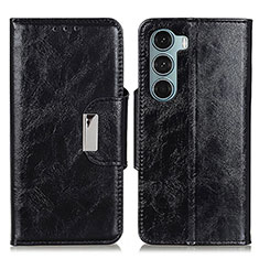 Leather Case Stands Flip Cover Holder N04P for Motorola Moto G200 5G Black