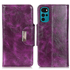 Leather Case Stands Flip Cover Holder N04P for Motorola Moto G22 Purple