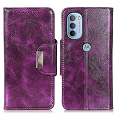 Leather Case Stands Flip Cover Holder N04P for Motorola Moto G31 Purple