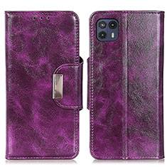 Leather Case Stands Flip Cover Holder N04P for Motorola Moto G50 5G Purple