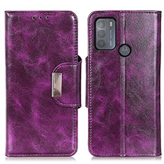 Leather Case Stands Flip Cover Holder N04P for Motorola Moto G50 Purple