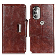 Leather Case Stands Flip Cover Holder N04P for Motorola Moto G51 5G Brown