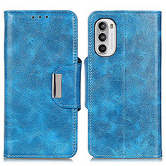 Leather Case Stands Flip Cover Holder N04P for Motorola MOTO G52 Sky Blue