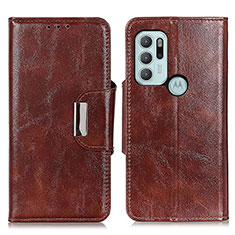 Leather Case Stands Flip Cover Holder N04P for Motorola Moto G60s Brown