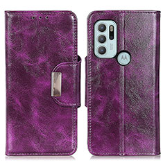 Leather Case Stands Flip Cover Holder N04P for Motorola Moto G60s Purple