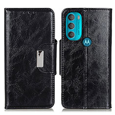 Leather Case Stands Flip Cover Holder N04P for Motorola Moto G71 5G Black