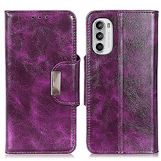 Leather Case Stands Flip Cover Holder N04P for Motorola Moto G71s 5G Purple