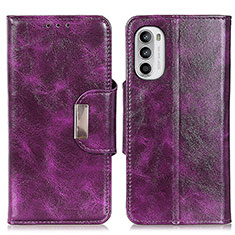 Leather Case Stands Flip Cover Holder N04P for Motorola Moto G82 5G Purple
