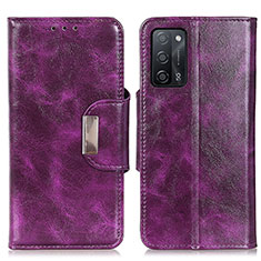 Leather Case Stands Flip Cover Holder N04P for Oppo A53s 5G Purple
