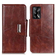 Leather Case Stands Flip Cover Holder N04P for Oppo A74 4G Brown