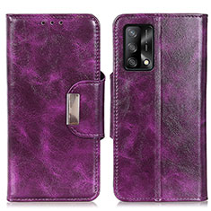 Leather Case Stands Flip Cover Holder N04P for Oppo A74 4G Purple