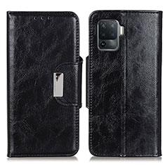 Leather Case Stands Flip Cover Holder N04P for Oppo A94 4G Black