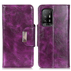 Leather Case Stands Flip Cover Holder N04P for Oppo F19 Pro+ Plus 5G Purple