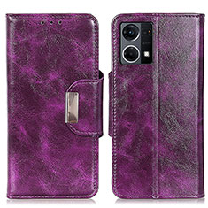 Leather Case Stands Flip Cover Holder N04P for Oppo F21s Pro 4G Purple