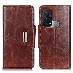 Leather Case Stands Flip Cover Holder N04P for Oppo Reno5 A Brown