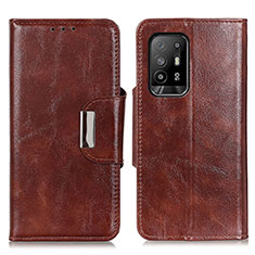Leather Case Stands Flip Cover Holder N04P for Oppo Reno5 Z 5G Brown