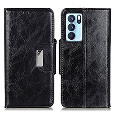 Leather Case Stands Flip Cover Holder N04P for Oppo Reno6 Pro 5G India Black