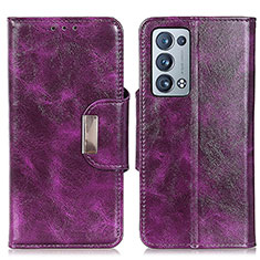 Leather Case Stands Flip Cover Holder N04P for Oppo Reno6 Pro+ Plus 5G Purple