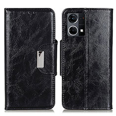 Leather Case Stands Flip Cover Holder N04P for Oppo Reno7 4G Black