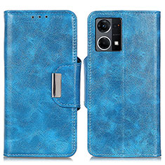 Leather Case Stands Flip Cover Holder N04P for Oppo Reno7 4G Sky Blue