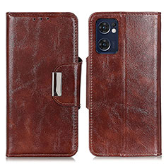 Leather Case Stands Flip Cover Holder N04P for Oppo Reno7 5G Brown