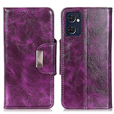 Leather Case Stands Flip Cover Holder N04P for Oppo Reno7 5G Purple