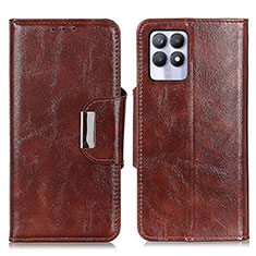 Leather Case Stands Flip Cover Holder N04P for Realme 8i Brown