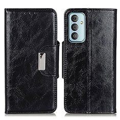 Leather Case Stands Flip Cover Holder N04P for Samsung Galaxy M23 5G Black