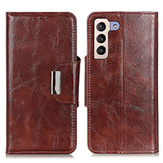 Leather Case Stands Flip Cover Holder N04P for Samsung Galaxy S21 FE 5G Brown